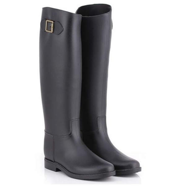 Femmes de plus de genou haute boucle plat bottes en caoutchouc imperméables bottes de pluie